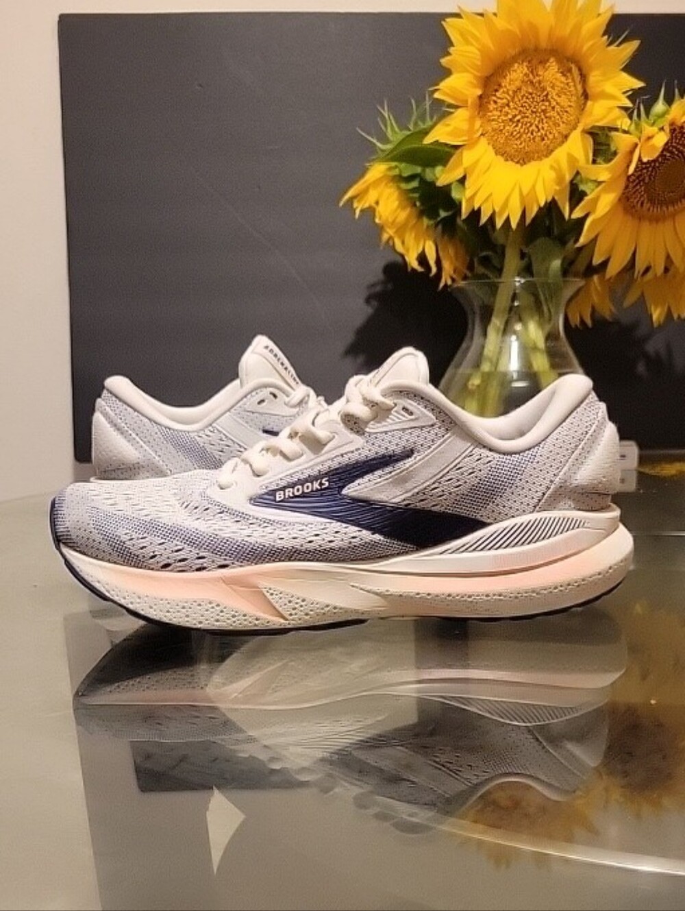 Brooks Adrenaline GTS 24 Womens Size 9 Medium B Grey Blue Ribbon Peach Sneaker